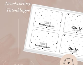 Print template - file - bag flap - thank you - thank you - for everything - A4 - PDF template for downloading and printing yourself