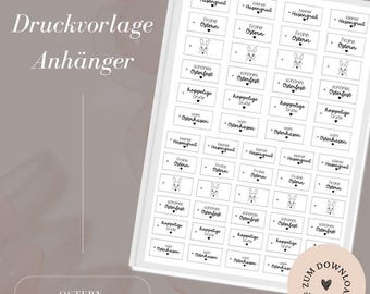 File - Tags - Labels - Easter - Easter Bunny - Happy Easter - Gift Tags - PDF template for downloading and printing yourself