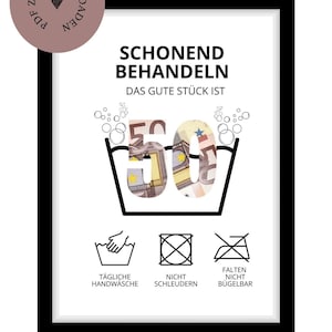 Datei - Geldgeschenk 50.Geburtstag - lustiges Geburtstagsgeschenk - A4 PDF Vorlage zum Download & Selbstausdrucken