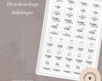 PDF Druckdatei inkl. Gewerbelizenz - Anhänger -  Etiketten - Herbst - Autumn - Herbstzauber - Geschenkeanhänger -  Download Selbstausdrucken