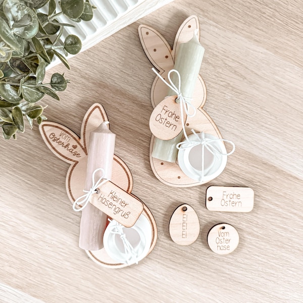 Archivo láser - SVG - incluye licencia comercial - portavelas - tablero para velas con colgante - recuerdo - Pascua - conejo - descarga - corte láser