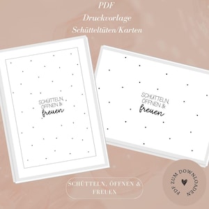 PDF inkl. Gewerbelizenz - Schüttelkarte/Schütteltüte - Schütteln und freuen - 2xA4 PDF Vorlage Download & Selbstausdrucken - Hoch+Querformat
