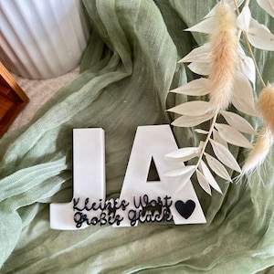 3D-printbestand -STL - 3MF - Bambu Studio - belettering - huwelijk - JA - klein woord, groot geluk - liefde - spreuk - statement - tweekleurig