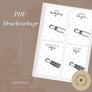 Druckvorlage - Datei - Geschenkkarte -  Geburtstags - Arm/Hand - Happy Birthday - PDF Vorlage zum Download und Selbstausdrucken