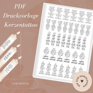 PDF print file candle tattoos including commercial license - Birthday - Birthday - Candle foil - Candle stickers - A4 - Download & print yourself