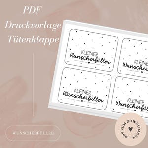 Druckvorlage - Datei - Tütenklappe -  Kleiner Wunscherfüller - Geschenk - Mitbringsel A4 - PDF Vorlage zum Download und Selbstausdrucken