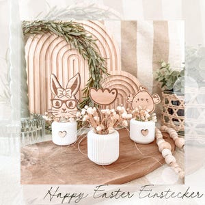 Laserdatei - SVG inkl. Gewerbelizenz - Einstecker - Hasen - Frohe Ostern - Blumen - Frühling - Küken - Trockenblumen -  Download - Lasercut