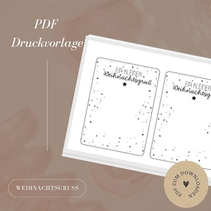 Druckvorlage - Datei - Geschenkkarte -  Weihnachtsgruß - PDF Vorlage zum Download und Selbstausdrucken