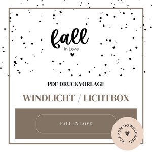 Archivo - plantilla de linterna, caja de luz, bolsa de luz o similar - 'Fall in Love' - Plantilla PDF A4 para descargar e imprimir usted mismo