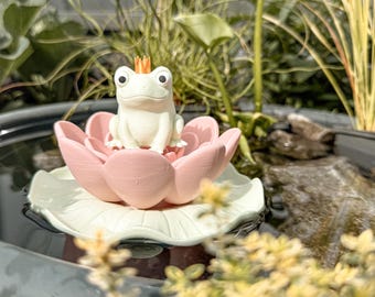 STL + 3MF 3D-Druck Datei inkl. kleiner Gewerbelizenz - Seerose - Teich - Fridolin Frosch - Deko Insektentränke - Pool - Froschkönig - Garten