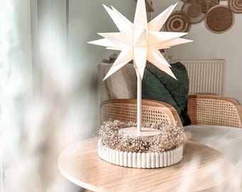 STL + 3MF 3D print including small commercial license - jagged light star + base - LED light - Christmas star - star - 30 cm - Christmas