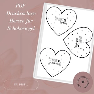 Datei - Herzen - Valentinstag - Du bist... - Duplo - Schokoriegel - Geschenk - A4 - PDF Vorlage zum Download  Selbstausdrucken