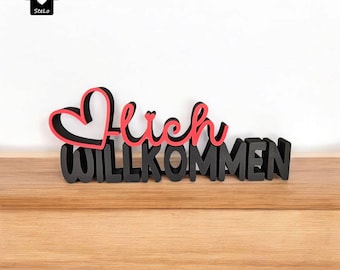 3D printing file -STL - 3MF - Bambu Studio - lettering - Welcome - Heart - Statement - two-colored