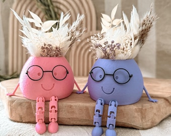 Archivo de impresión 3D con licencia comercial incluida - STL - 3MF - Bambu Studio - Maceta pequeña - con vasos - patas flexibles - Buddy - flores secas