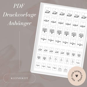 Datei - Anhänger -  Etiketten - Kleinigkeit - Für dich - von Herzen -Blumen -Geschenkeanhänger -  PDF Vorlage zum Download Selbstausdrucken