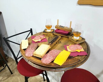 study table on wall Personalized (or not) Space Saving Wall Mounted Pop-up Pub/Bistro Table made from Reclaimed Whisky or Wine Barrels