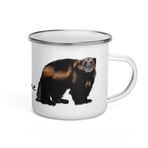 Wolverine Enamel Mug, wolverine gift, unbreakable wolverine mug, personalized