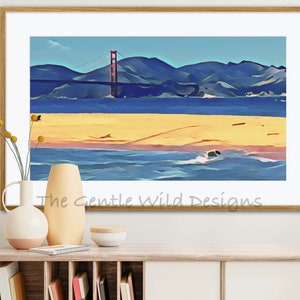 Golden Gate bridge art piece for Samsung frame tv, Beautiful atmospheric digital download, printable wall decor, Americana 16:9 ratio