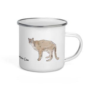 Mountain Lion Enamel Mug, California mountain lion mug, puma mug, cougar mug, cat lover gift, mountain lion gift