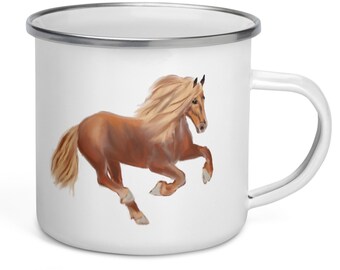 Palomino horse Enamel Mug, Beautiful horse mug, unbreakable horse mug, horse lover gift, child gift