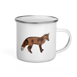 Red fox Enamel Mug, Unbreakable fox mug, fox lovers gift, nature lovers gift