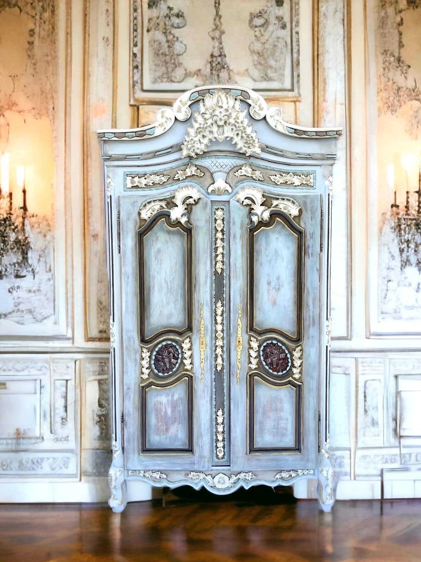 Hand Painted French Country Armoire - Etsy