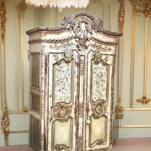One-of-a-Kind Vintage Wardrobe, Hand Painted Armoire in Elegant Style