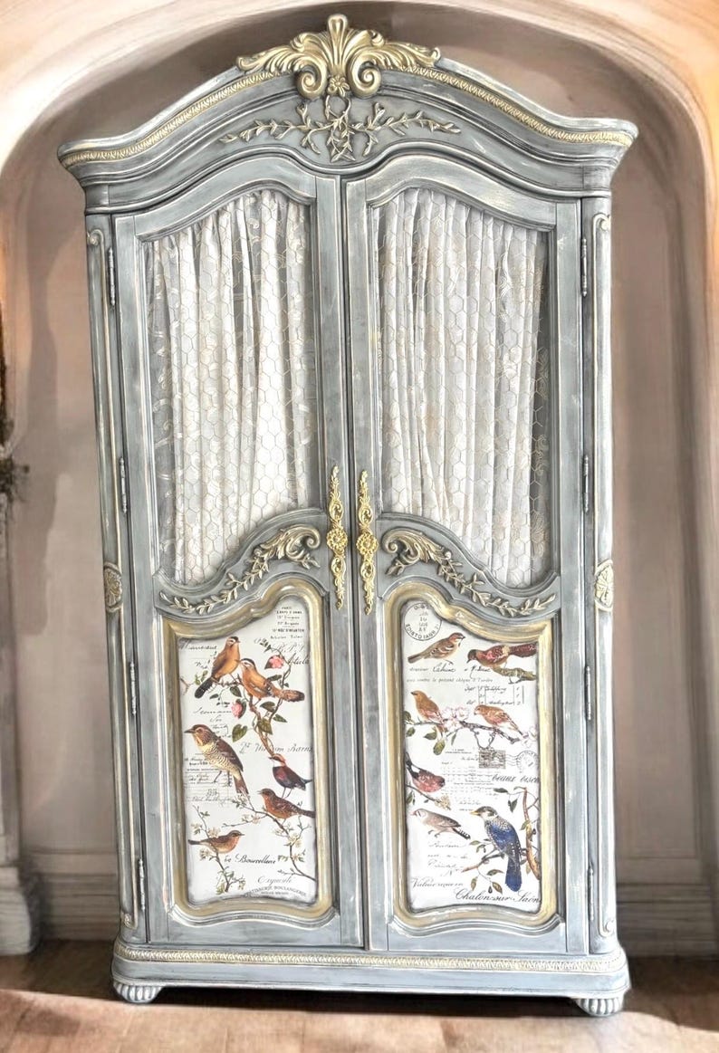 SOLD One-of-a Kind Vintage Wardrobe, Hand Painted Armoire - Etsy