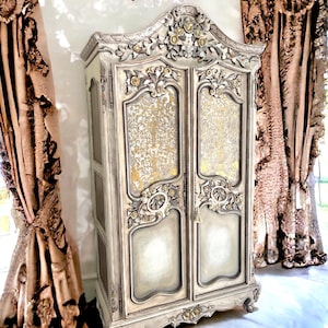 Vintage hand painted armoire wardrobe