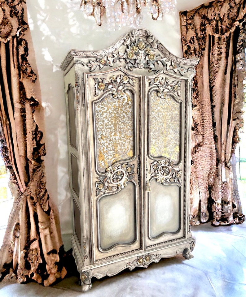Vintage Hand Painted Armoire Wardrobe - Etsy
