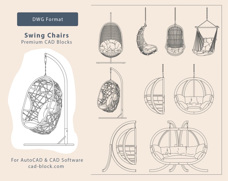 Swing Chairs Autocad Blocks DWG File Etsy