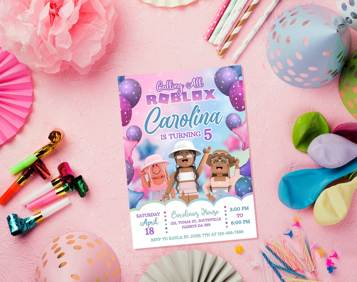 Roblox Birthday Invitation Printable Girl Birthday Etsy België