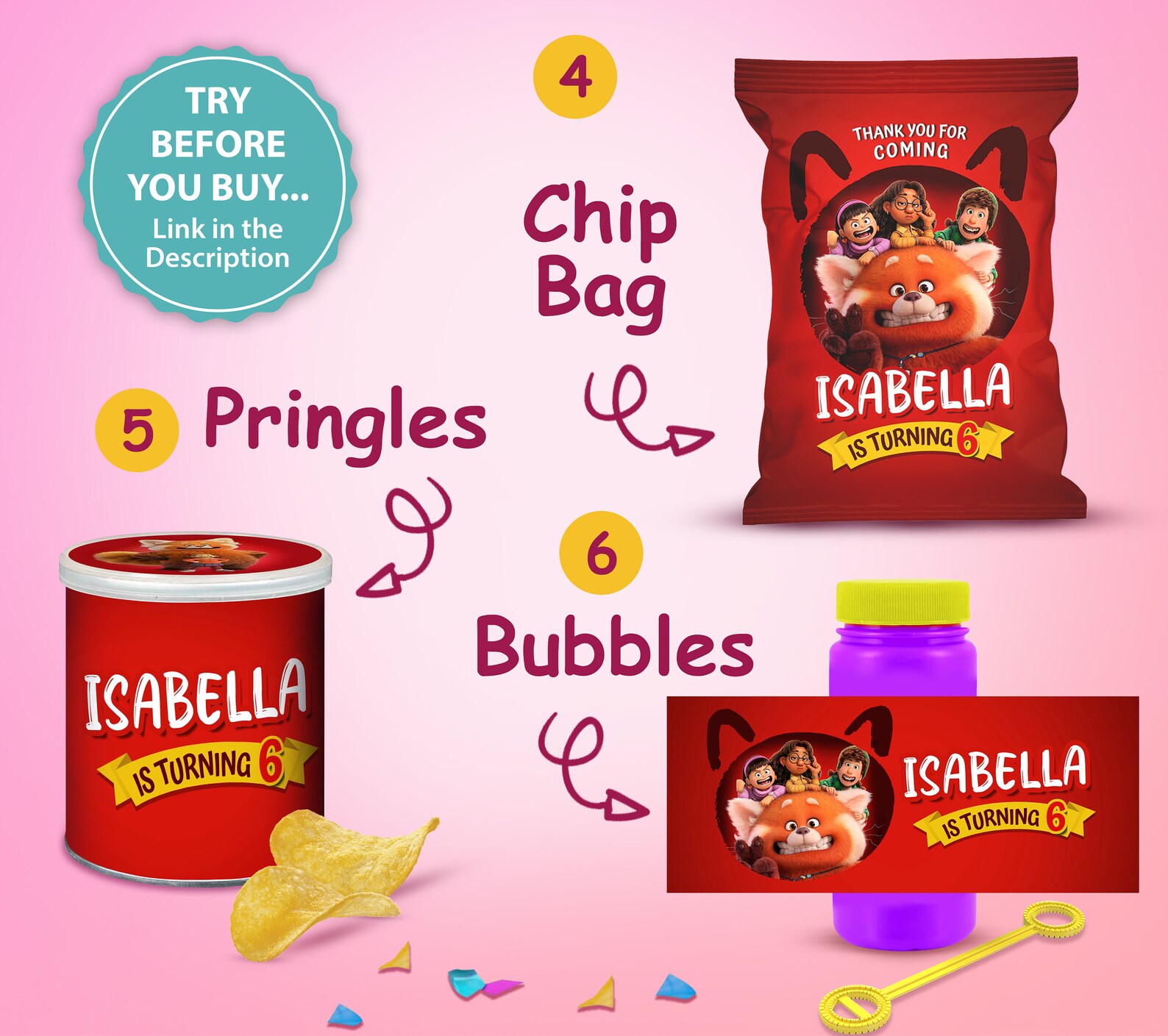 Turning Red Party Supplies Party Favors printable kit Etsy México