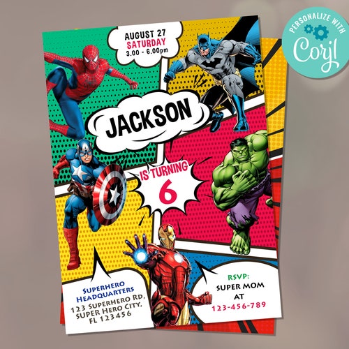 The Avengers Birthday Invitation Etsy