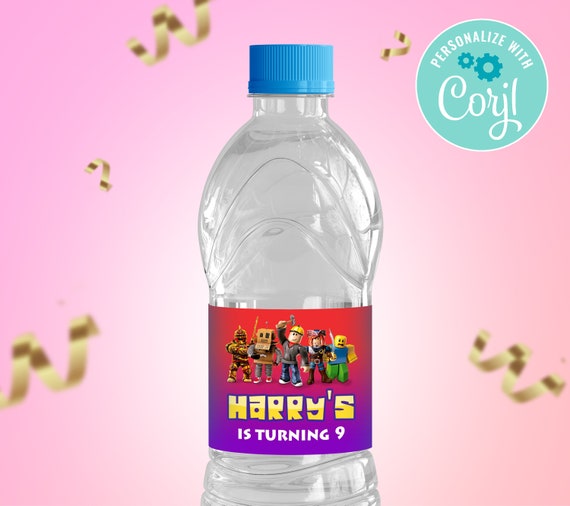Roblox Birthday Party Bottle Label Roblox Water Bottle Wrapper Etsy