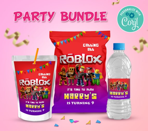 Roblox Party Bundle. Chips Bag Juice Bags Water Bottle Etsy