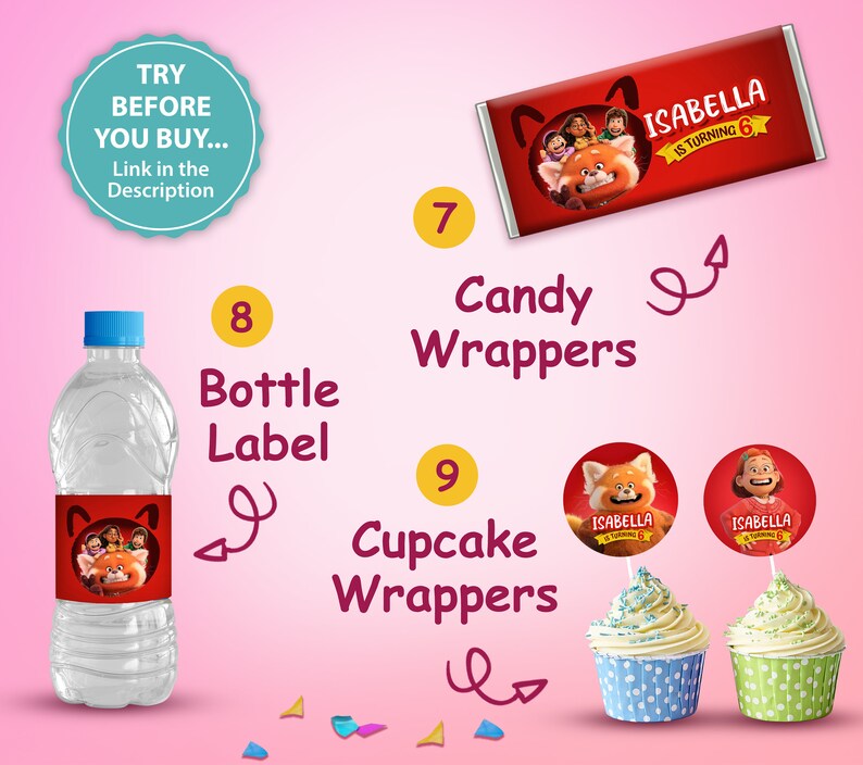 Turning Red Party Supplies Party Favors printable kit Etsy México