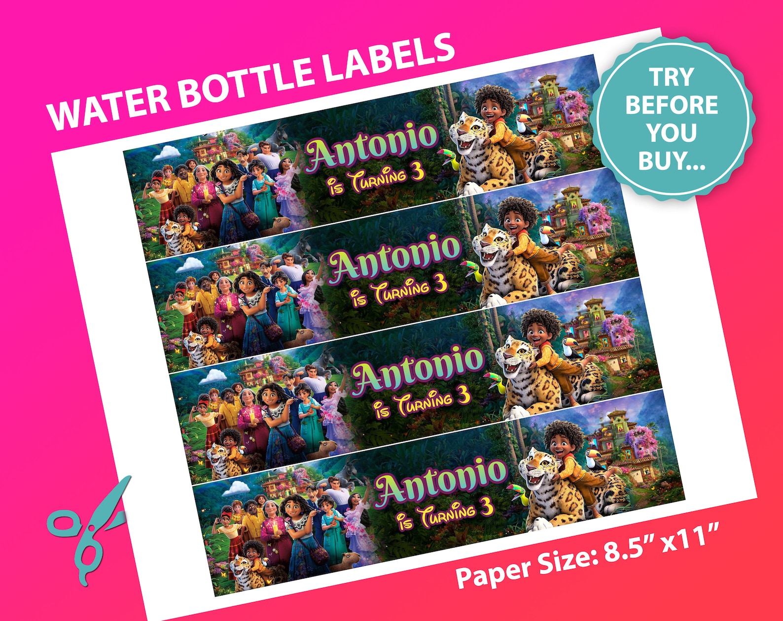 Encanto Water Bottle Labels Encanto Birthday Party Water Etsy
