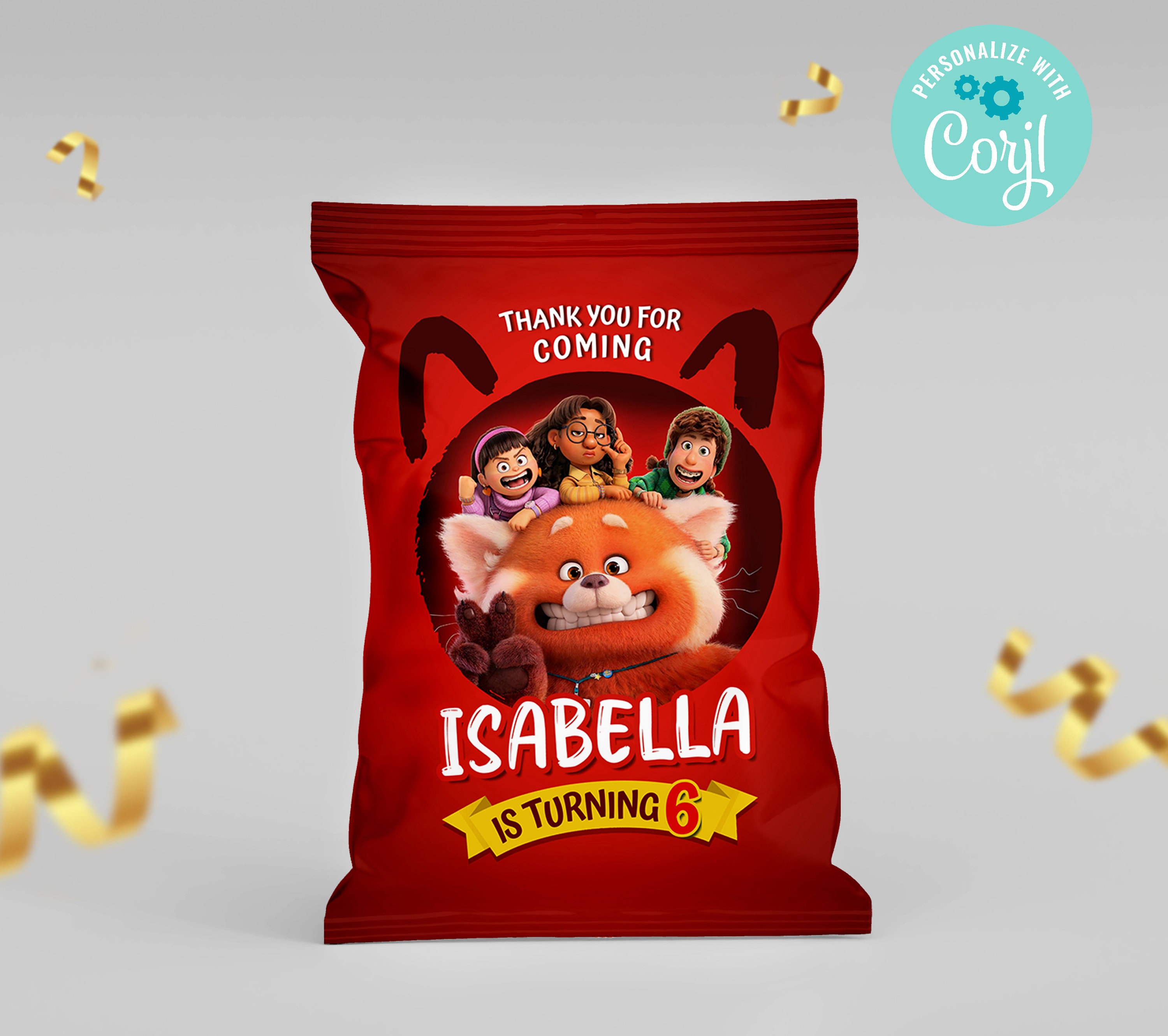 Turning Red Chip Bag Chip Bag Wrapper Label. Turning Red Etsy Canada