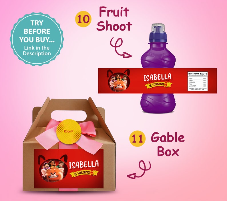 Turning Red Party Supplies Party Favors printable kit Etsy México