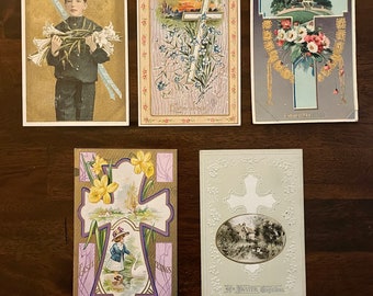 1915 Easter postcards, vintage Easter postcards with cross