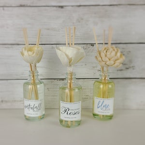 Reed Diffuser with Sola Wood Flower - 4oz- Glass Bottle with Reeds and Wood Flower
