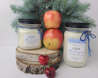 COZY Michigan | Hand Poured Natural Soy Candle | Mason Jar Candle | 100% Soy Wax | Phthalate Free Scents