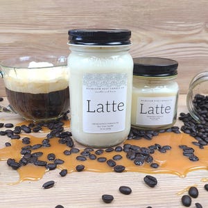 Latte Soy Wax Candle Hand Poured in REUSEable Glass Jar-Coffee Scent