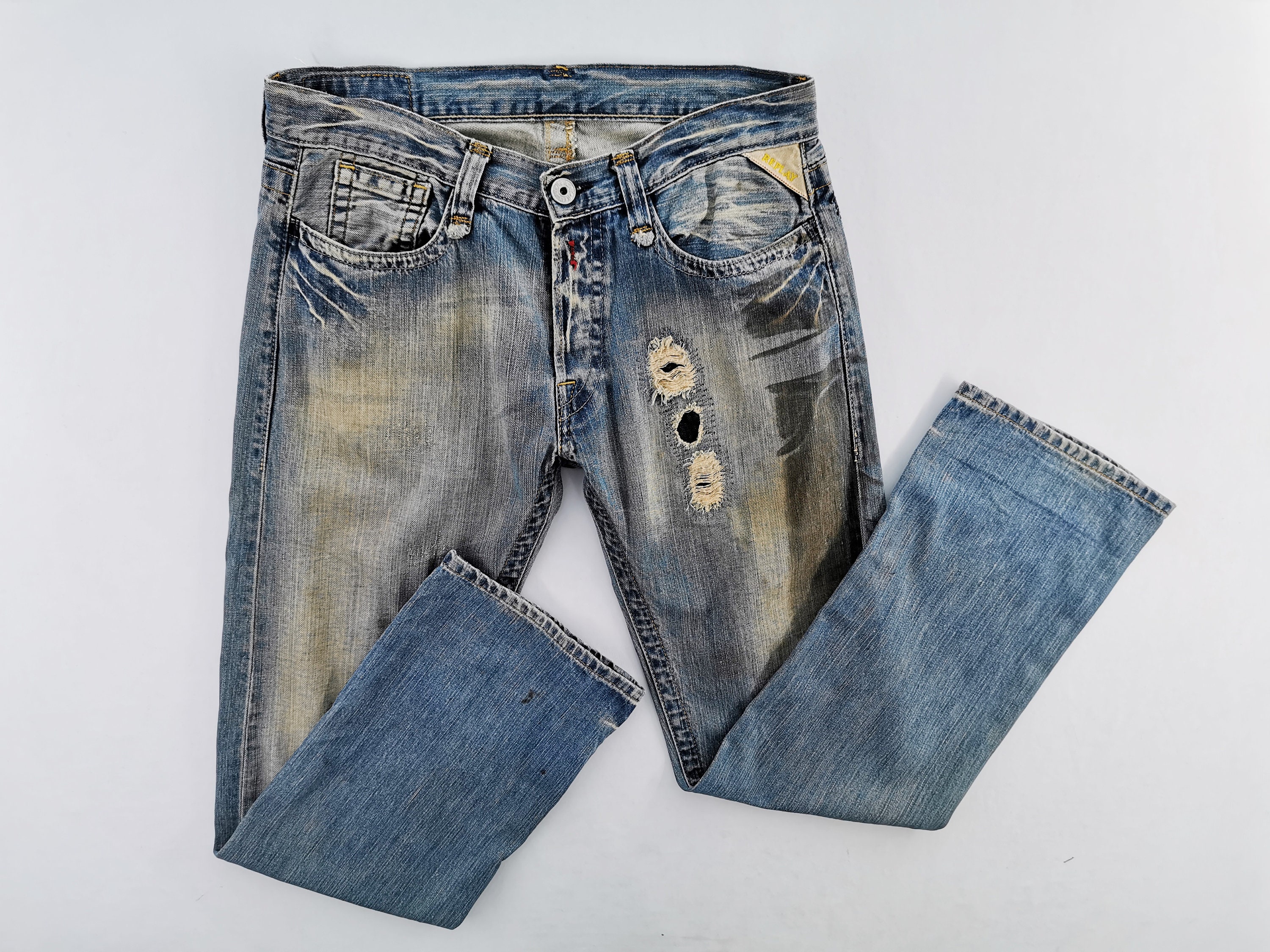 Replay Jeans Distressed Size 32 Replay Denim Jeans Pants Size - Etsy