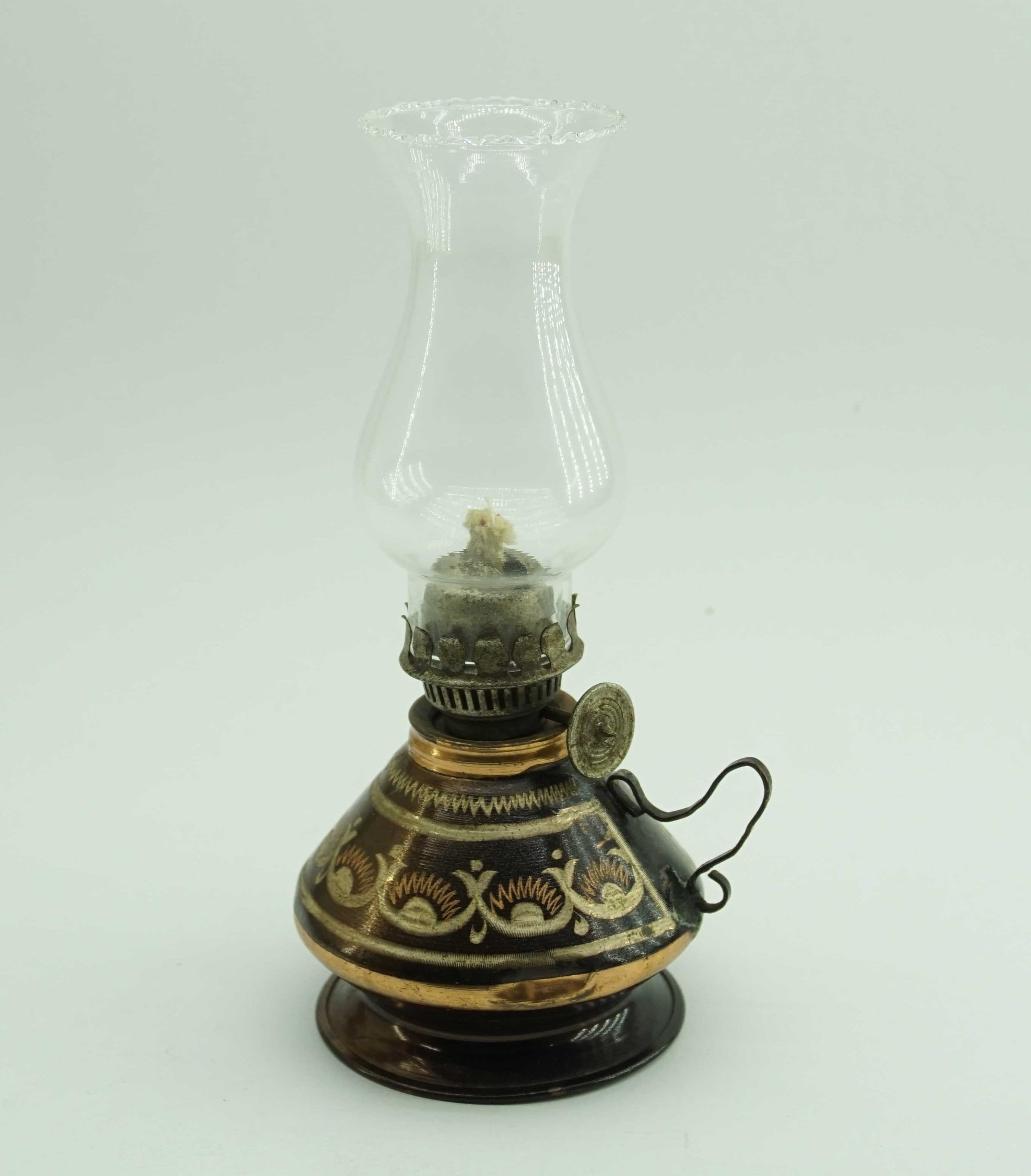 lampe à huile vintage faite la main, lampe huile, de cuivre, kérosène