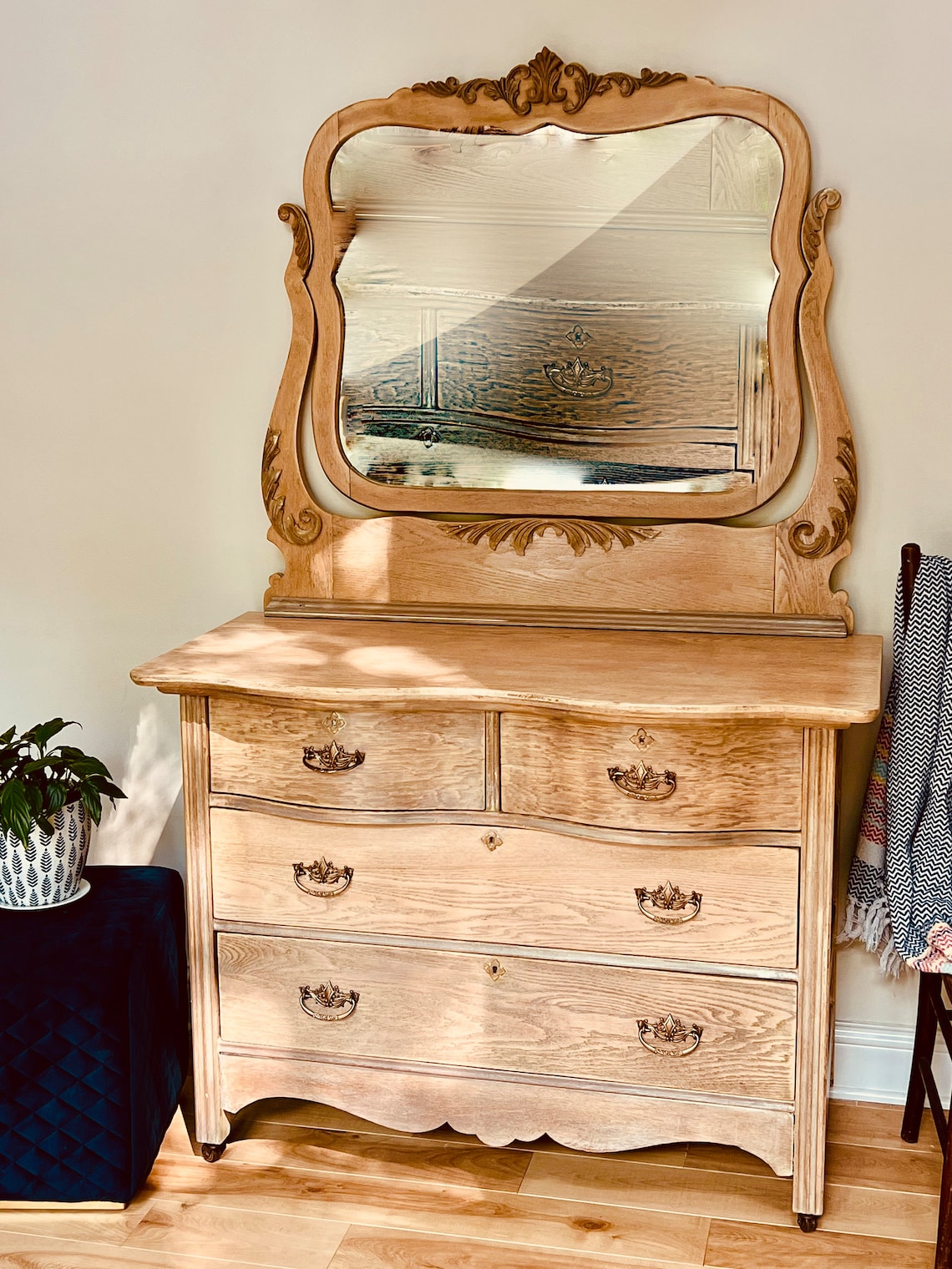 Antique Four Drawer Dresser With Original Mirror Stamped Ford City ...