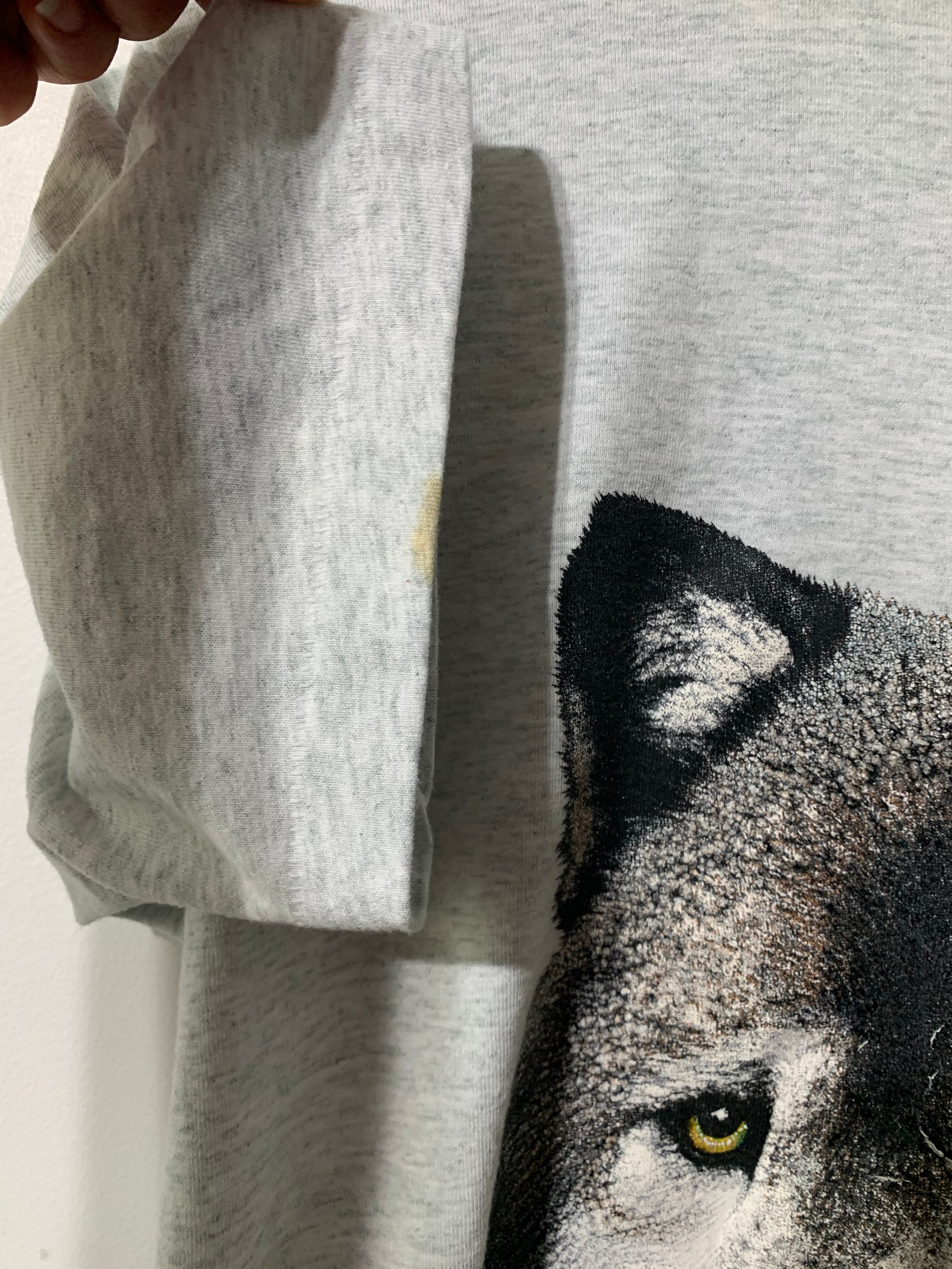 【PAMEO POSE】CANIS LUPUS LONG SHIRT Vintage Grey Wolf Canis Lupus Tee BEST Fruit of the Loom