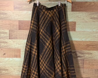 brown plaid skirt vintage