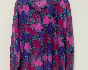 H.E.R Vintage floral/ paisley Silk shirt